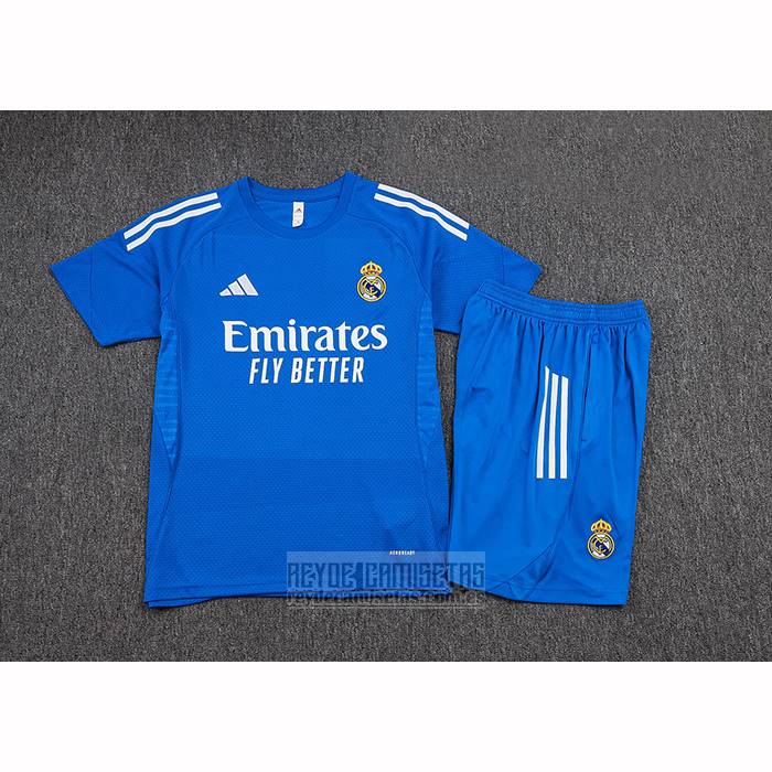 Chandal del Real Madrid Manga Corta 2025-2026 Azul Blanco - Pantalon Corto